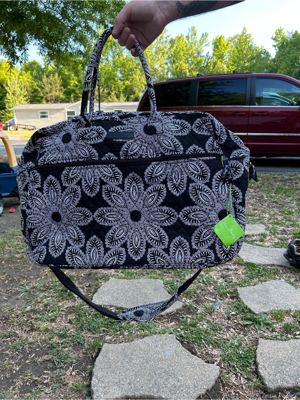 Vera Bradley Black & White Quilted Floral Travel Bag